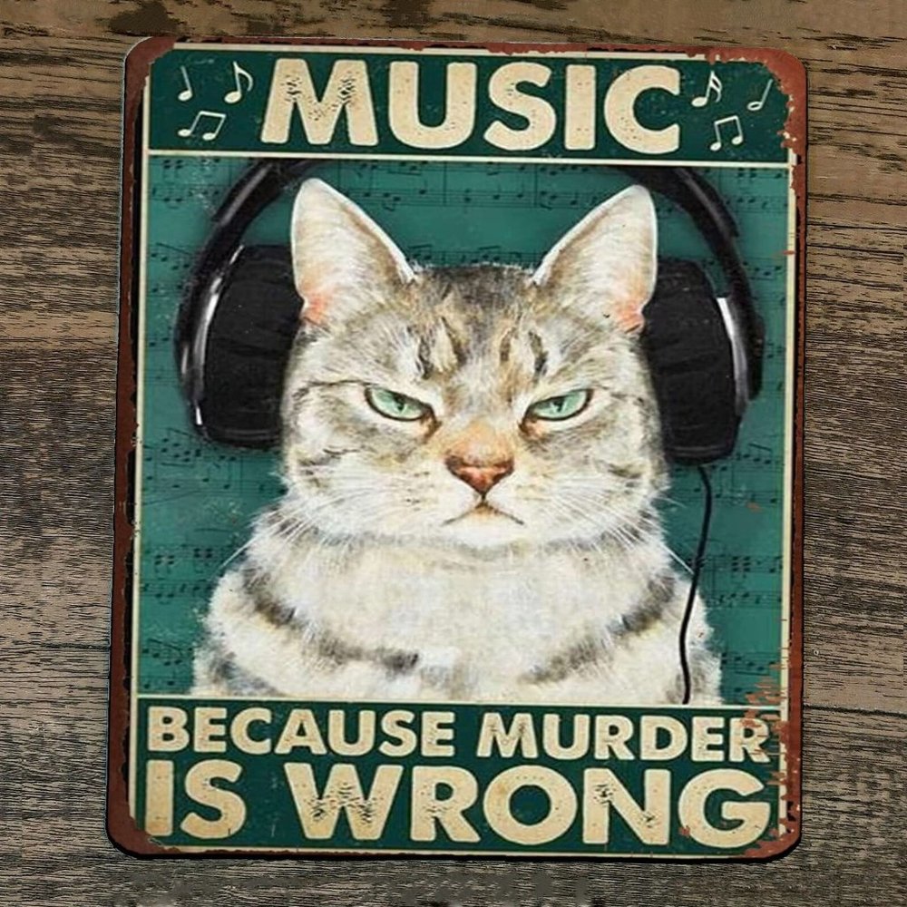 Mouse Pad Music Because Murder is Wrong Cat